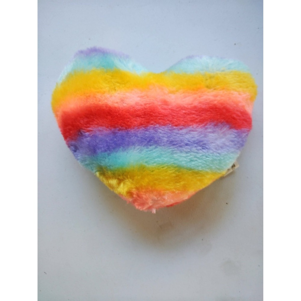 Brechner Plush Heart Pillow Small Rainbow Striped Fabric Vintage Novelty Toy